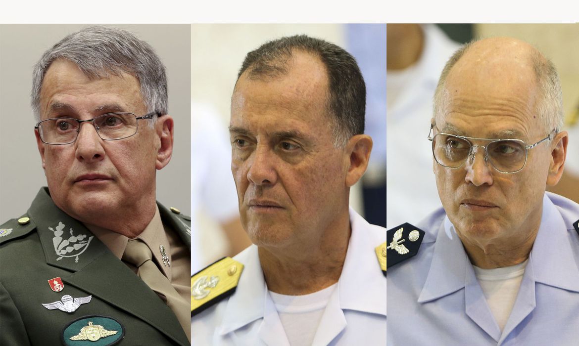 Exército, general Edson Leal Pujol, da Aeronáutica, Ilques Barbora da Marinha e Aeronáutica, Moretti Bermudes – Crédito: Agência Brasil 